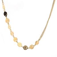 Titanium Steel Jewelry Necklace, portable & wave chain, golden, 35+5CM 