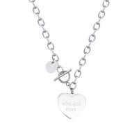 Titanium Steel Jewelry Necklace, Heart, portable & cross chain & Unisex, silver color, 48CM 