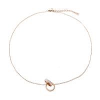 Titanium Steel Jewelry Necklace, portable & cross chain, rose gold color, 38+5CMuff0c1.5CM 
