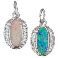 Cubic Zirconia Micro Pave Brass Pendant, with Opal, plated, micro pave cubic zirconia & hollow Approx 4.5mm 