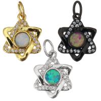 Cubic Zirconia Micro Pave Brass Pendant, with Opal, plated, micro pave cubic zirconia & hollow Approx 4mm 