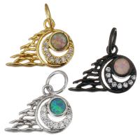 Cubic Zirconia Micro Pave Brass Pendant, with Opal, plated, micro pave cubic zirconia & hollow Approx 4mm 