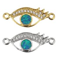 Cubic Zirconia Micro Pave Brass Connector, with Opal, plated, micro pave cubic zirconia & hollow Approx 1.5mm 