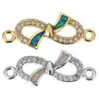 Cubic Zirconia Micro Pave Brass Connector, with Opal, plated, micro pave cubic zirconia & hollow Approx 1.5mm 