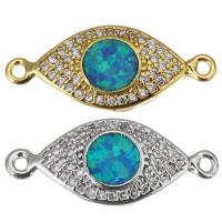 Cubic Zirconia Micro Pave Brass Connector, with Opal, plated, micro pave cubic zirconia Approx 1.5mm 