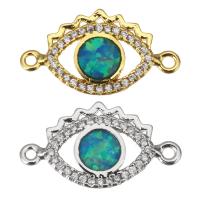 Cubic Zirconia Micro Pave Brass Connector, with Opal, plated, micro pave cubic zirconia & hollow Approx 1.5mm 