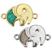 Brass Connector, with Opal, Elephant, plated, DIY Approx 1.5mm 
