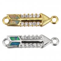 Cubic Zirconia Micro Pave Brass Connector, with Opal, plated, micro pave cubic zirconia Approx 1.5mm 