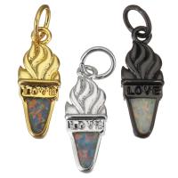 Brass Jewelry Pendants, with Opal, Ice Cream, plated Approx 4.5mm 