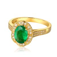 Rhinestone Brass Finger Ring, gold color plated & for woman & with rhinestone, green 