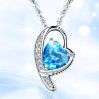 Cubic Zirconia Brass Pendants, with Cubic Zirconia, portable, skyblue 