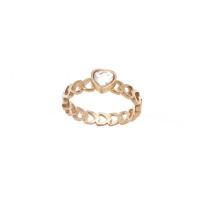 Titanium Steel Finger Ring, with Cubic Zirconia, Round, portable rose gold color 