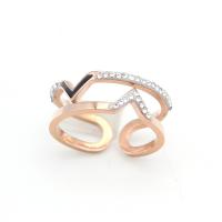 Titanium Steel Cuff Finger Ring, Round, portable rose gold color 