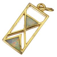 Brass Jewelry Pendants, with Opal, plated, hollow Approx 4.5mm 