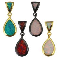 Brass Jewelry Pendants, with Opal, plated Approx 