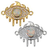 Cubic Zirconia Micro Pave Brass Connector, with Opal, plated, micro pave cubic zirconia Approx 1.5mm 