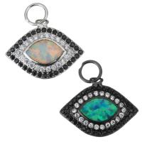 Cubic Zirconia Micro Pave Brass Pendant, with Opal, plated, micro pave cubic zirconia Approx 4mm 