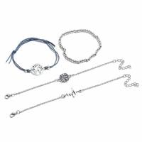Zinc Alloy Bracelet Set, Geometrical Pattern, plated, 4 pieces & for woman, 175+50,28,25,22mm 
