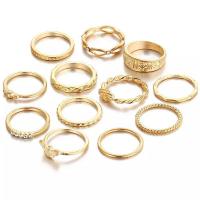 Zinc Alloy Ring Set, Geometrical Pattern, plated, 12 pieces & for woman & hollow, US Ring 