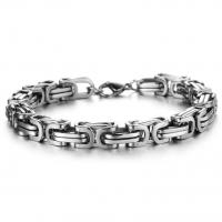 Titanium Steel Bracelet & Bangle, Geometrical Pattern, plated, for man 230mm 
