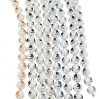 Abalorios de Cristal Esféricos, chapado, diferente color y patrón para la elección & Bricolaje, más colores para la opción, 10mm, agujero:aproximado 1mm, 15PCs/Sarta, Vendido por Sarta
