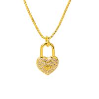 Cubic Zircon Micro Pave Brass Necklace, gold color plated, DIY & micro pave cubic zirconia .716 Inch 