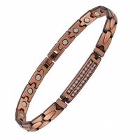 Copper Bracelet, with Magnet & Crystal, plated, with magnetic & for woman, 6.5mm Approx 8.46 Inch 