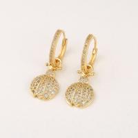 Huggie Hoop Drop Earring, Brass, gold color plated, micro pave cubic zirconia & for woman 