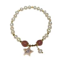 Cultured Freshwater Pearl Bracelets, Geometrical Pattern, plated & for woman 190-200mm 