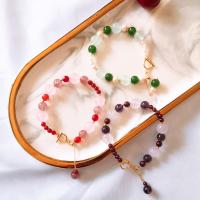 Gemstone Bracelets, Mixed Agate, with Natural Stone, Round, plated & for woman 190mm 