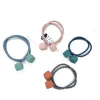Ponytail Holder, Rubber Band, with Porcelain, Geometrical Pattern, handmade, Double Layer & for woman 50mm 