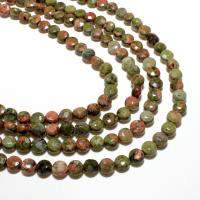 Unakite Beads, Flat Round, natural, DIY & faceted, green, 4mm 