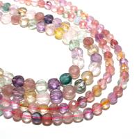 Super-7 Perle, flache Runde, natürlich, DIY & facettierte, farbenfroh, 4mm, 95PCs/Strang, verkauft von Strang
