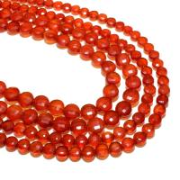 Natural Red Agate Beads, Flat Round, DIY & faceted, red, 4mm 