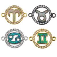 Cubic Zirconia Micro Pave Brass Connector, with Opal, plated & micro pave cubic zirconia & hollow Approx 1.5mm 