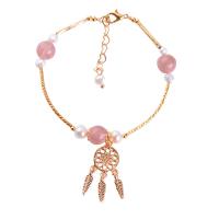 Gemstone Bracelets, Natural Stone, with Metal, Dream Catcher, plated & for woman 150+50mm 