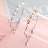 Cultured Freshwater Pearl Bracelets, with Zinc Alloy, Round, plated & for woman 200uff0c4mm 