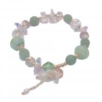 Gemstone Bracelets, Natural Stone, with Lampwork & Brass, Flower, plated & for woman 200mm 