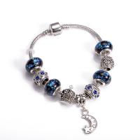 Zircon pavent Bracelet en argent sterling, Argent sterling 925, Placage, pavé de micro zircon & pour femme, bleu .87 pouce, Vendu par brin
