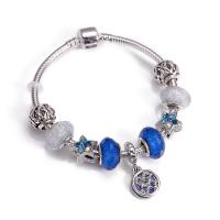 Zircon pavent Bracelet en argent sterling, Argent sterling 925, Placage, pavé de micro zircon & pour femme, bleu .87 pouce, Vendu par brin