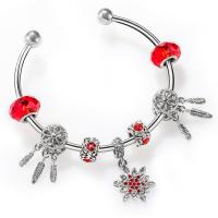 Bracelets de manchette Pandore, laiton, Placage, pavé de micro zircon & pour femme, rouge, Vendu par brin