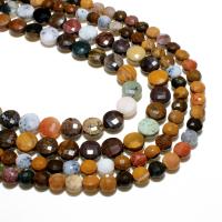 Ozean Jaspis Perle, flache Runde, natürlich, DIY & facettierte, gemischte Farben, 4mm, 90PCs/Strang, verkauft von Strang