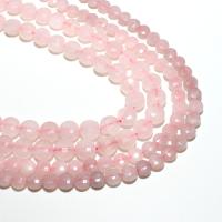 Natural Rose Quartz Beads, Flat Round, DIY & faceted, pink, 4mm 