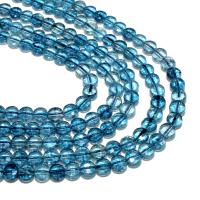Gefärbte Quarz Perlen, Blauer Quarz, flache Runde, natürlich, DIY & facettierte, blau, 4mmm, 90PCs/Strang, verkauft von Strang