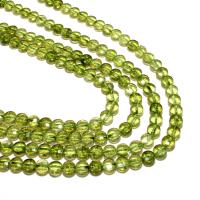 Perles péridot naturel, Olivine naturelle, Plat rond, DIY & facettes, vert d'herbe, 4mm Vendu par brin