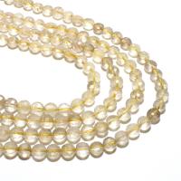 Rutilquarz Perlen, Rutilated Quarz, flache Runde, natürlich, DIY & facettierte, klar, 4mm, 90PCs/Strang, verkauft von Strang