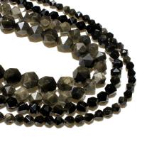Gold Obsidian Beads, Rhombus, natural, DIY & faceted, black 