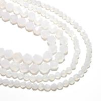 Natural White Agate Beads, Rhombus, DIY & faceted, white 