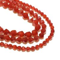 Natural Red Agate Beads, Rhombus, DIY & faceted, red 