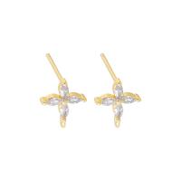 Brass Earring Drop Component, gold color plated, DIY & micro pave cubic zirconia Approx 1mm 